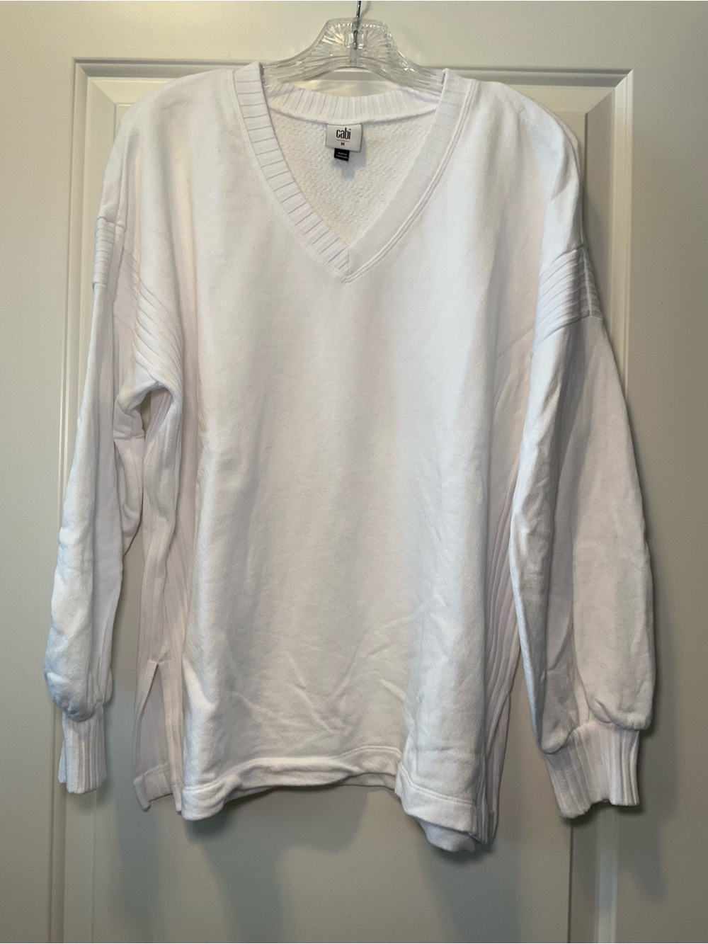 CAbi White V-Neck Pullover Sweatshirt